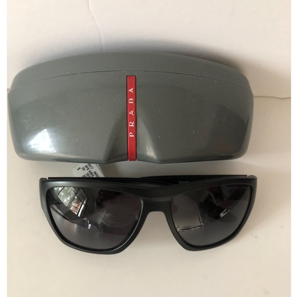 Prada Sunglasses Black Polarized Square Wrap Matte PS08VS SPS 08V 1BO-02G 59mm - Picture 4 of 16